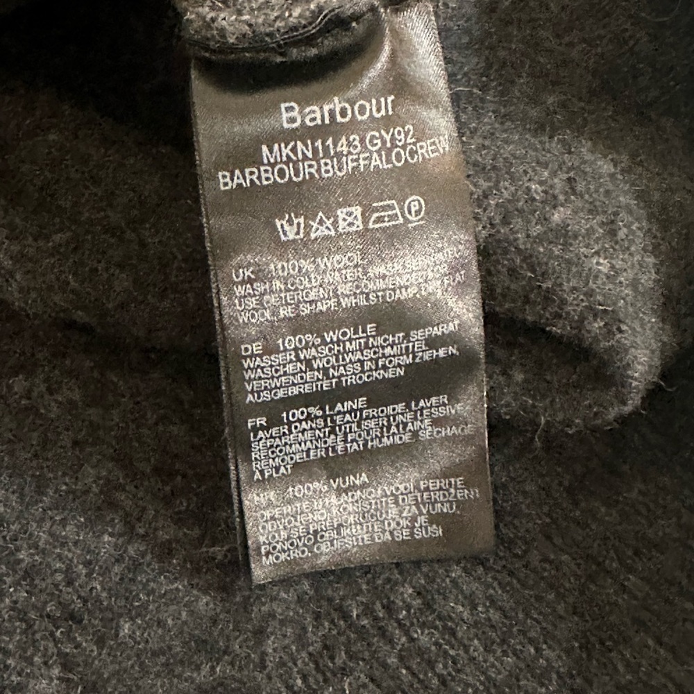 Barbour 100% Wool Buffalo Check Crewneck Sweater Gray Plaid Heritage Knit - Picture 6 of 6